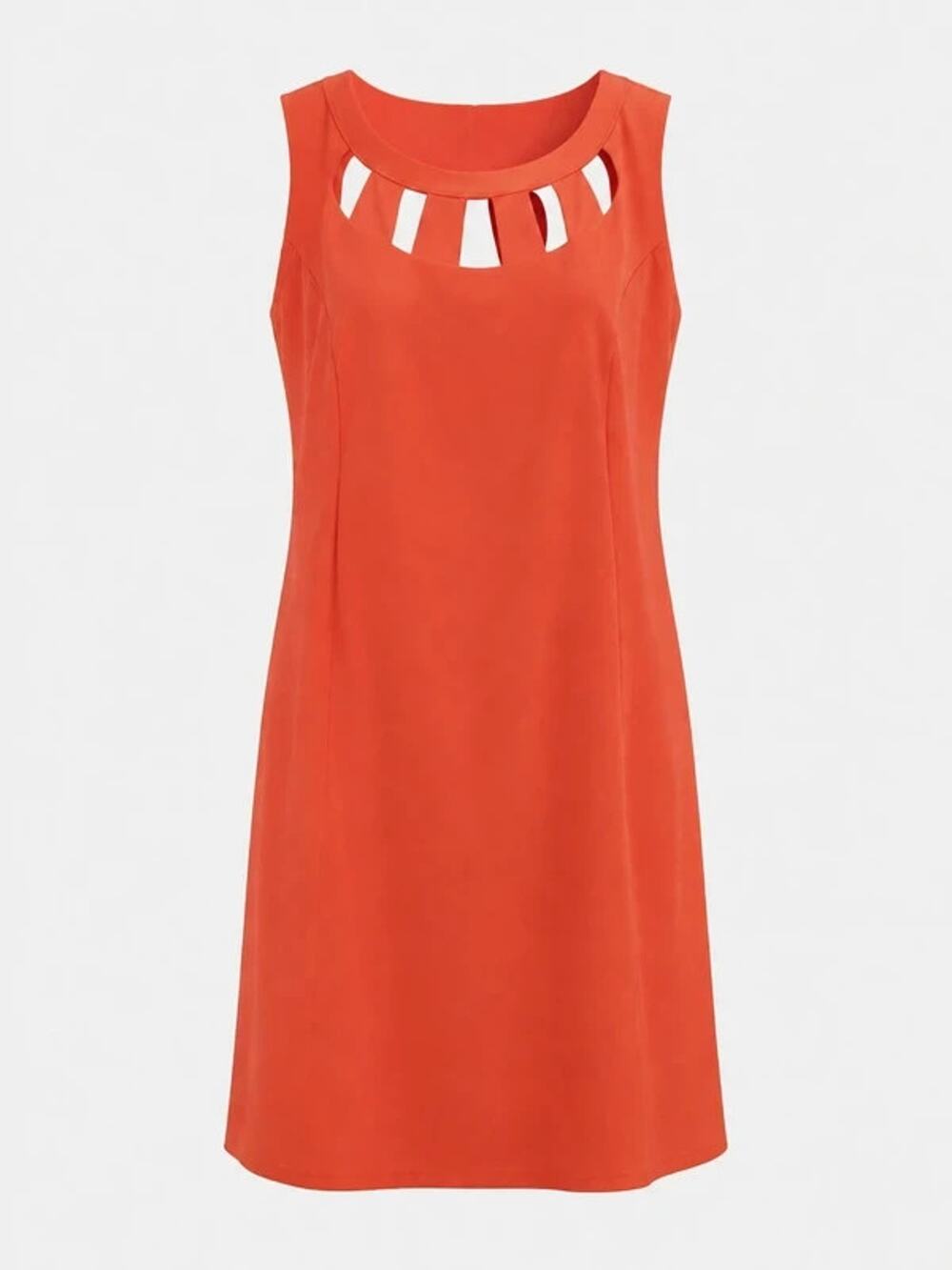 Roz & Ali Orange Shift Dress Cutout Neckline Size 18